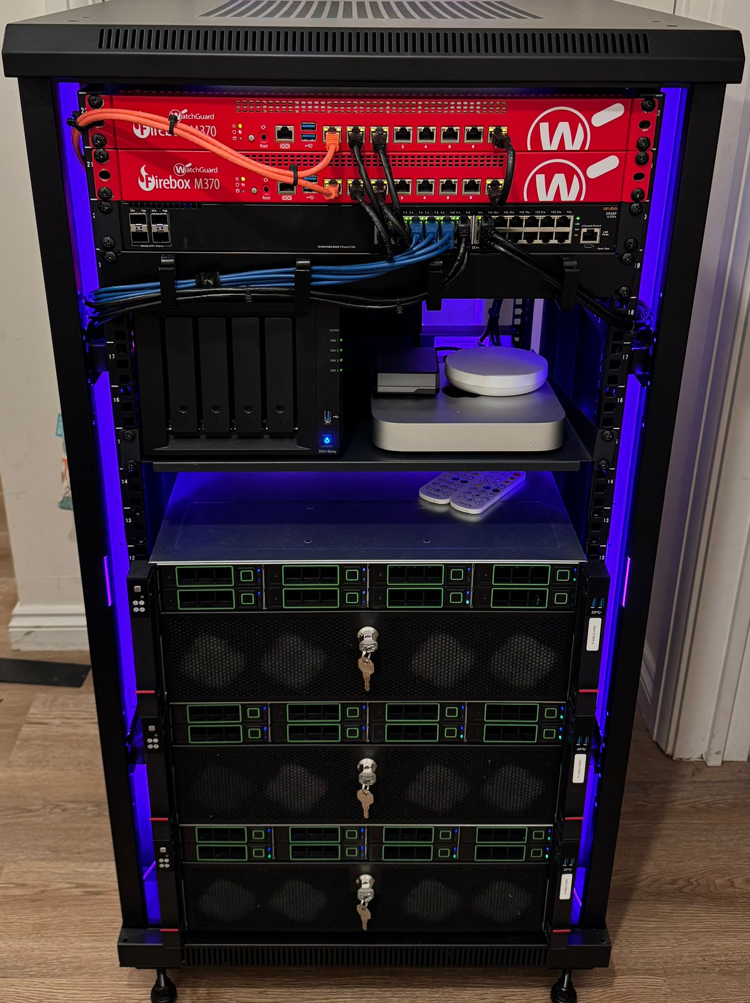 Completed rack — front view