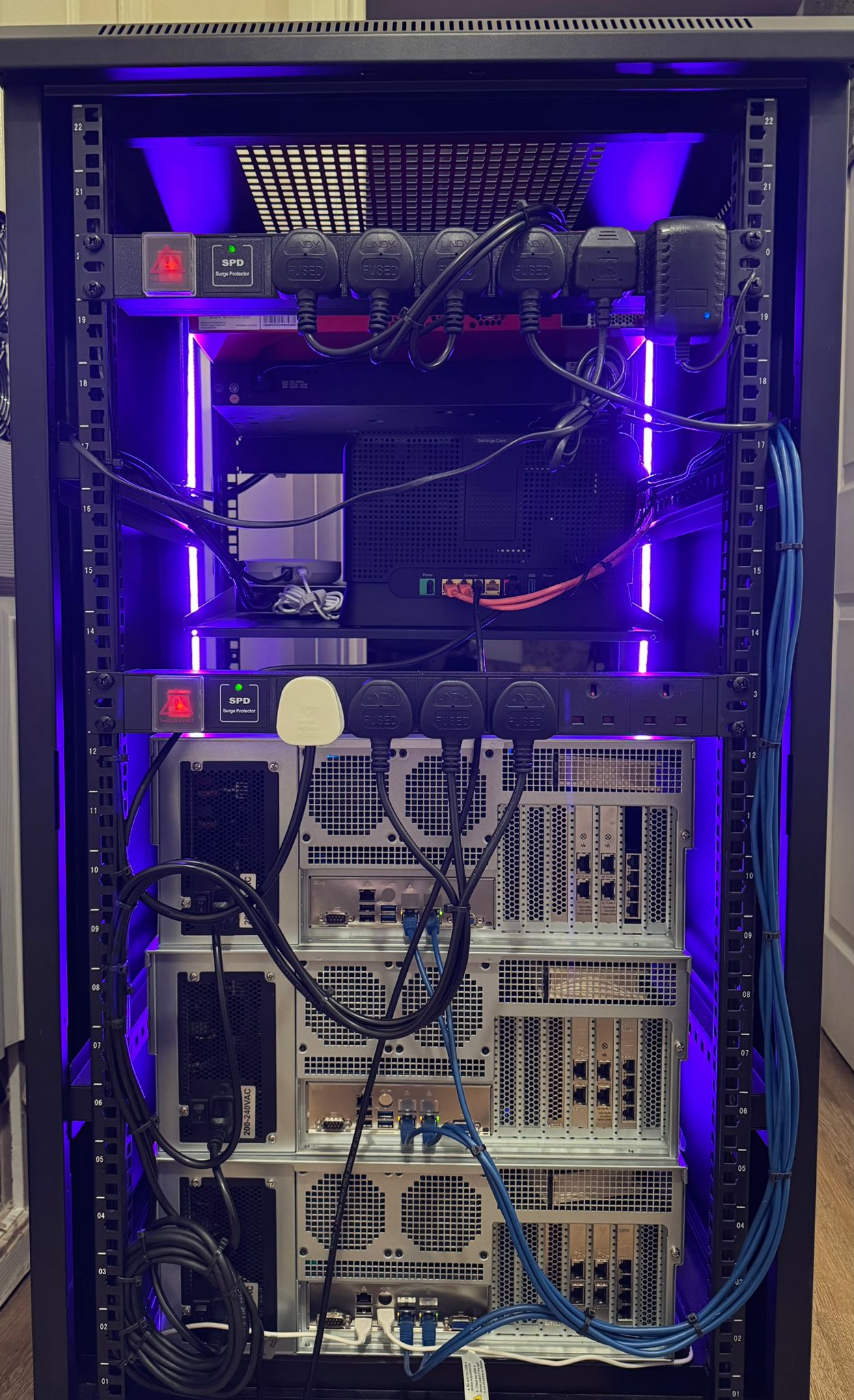 Rack rear — power distribution and cabling